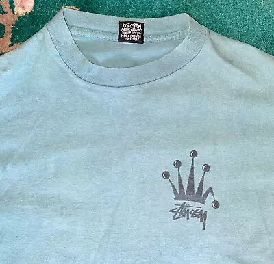 Vintage 90s Stussy T Shirt L USA Made Faded Green Single Stitch Tee L • $175