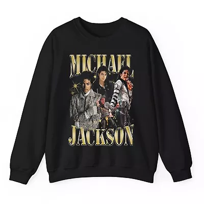 Michael Jackson King Of Pop RIP Rap Style Black Crew Sweatshirt S-2XL Shirt • $32.99