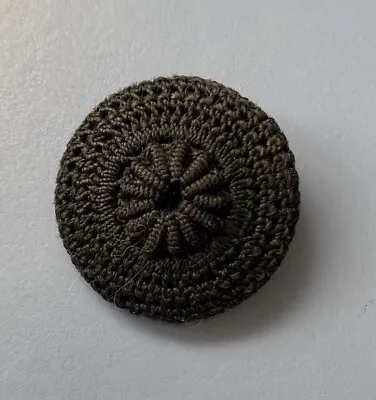 Old VINTAGE Crochet Fabric Design Button Black Mourning • $5