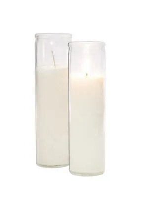 Candle White 7-Day Unscented Set Of 2  Round Cylinder 8” Devotional Altar  • $9.99