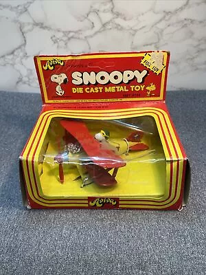 Vintage Peanuts Snoopy Flying Plane Die Cast Airplane Aviva Toy Co.1975 New  HTF • $89