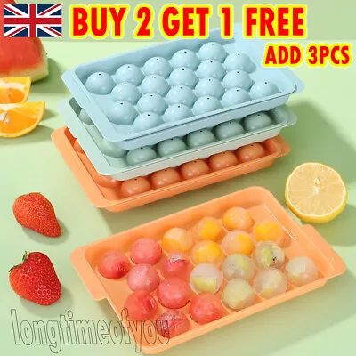 Round Ice Cube Tray Ice Ball Maker Mold Sphere Whiskey Round Mould DIY Plastic • £5.99