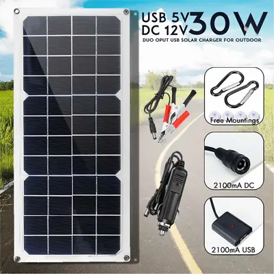 £20.49 • Buy 12V 30W Portable Solar Panel Car Van Boat Caravan Camper Trickle Battery Charger