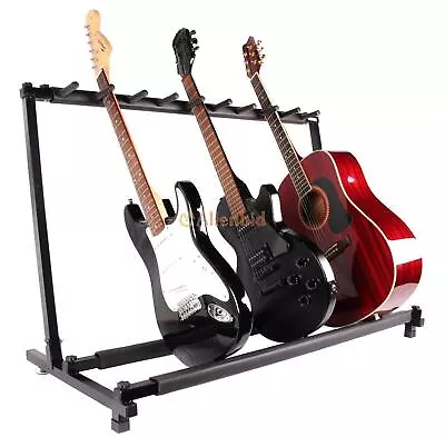 9 Folding Multiple Guitar Bass Holder Rack Display Stand Black Easy Transport • $29.95