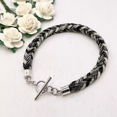 Horse Hair Bracelet With Toggle Clasp.. Sterling Silver Memorial Jewellery • £67