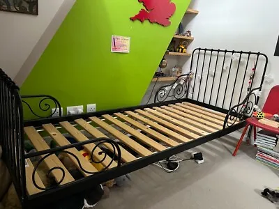 Ikea Older Style Minnen Black Metal Toddler/childrens Bed • £35