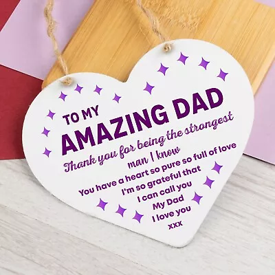 I Love You Dad Gift Engraved Heart Sign For Birthday Fathers Day Plaque Gift • £3.99