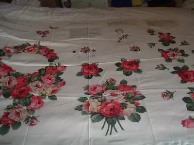 Vtg 90s Lovely Roses Bouquets Pink Red Yellow Applique T-Shirt Fabric Panel #FQ • $7.99