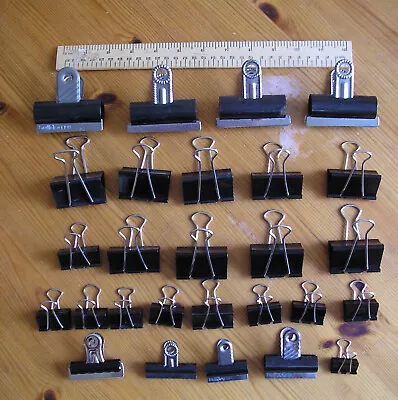 £0.99 • Buy 27 Metal Bulldog Paper Clips, Various Sizes, Including Foldback Style Clips,used