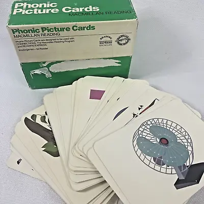 Vintage Macmillan Picture Cards Flash Cards 80 Alphabet Phonics 1987  READ • $24.59