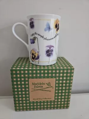 VTG 1997 Avon Marjolein Bastin Pansies Floral Mug Bee & Butterfly New In Box • $19