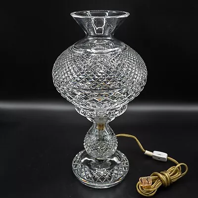 READ Waterford Crystal Inishmaan Electric Hurricane Lamp & Shade 14  WORKING • $255