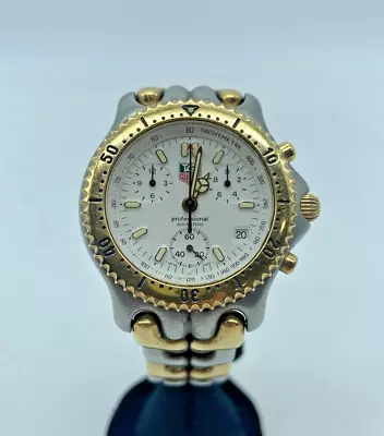 TAG Heuer S/EL (CG1120-0) Chronograph Two-Tone White Dial Men's Quartz Watch • $649.99