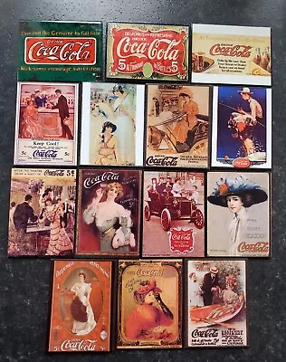 14 1990s COCA COLA FRIDGE MAGNETS METAL ENAMELLED ADVERTISING SIGNS VINTAGE SET2 • £28