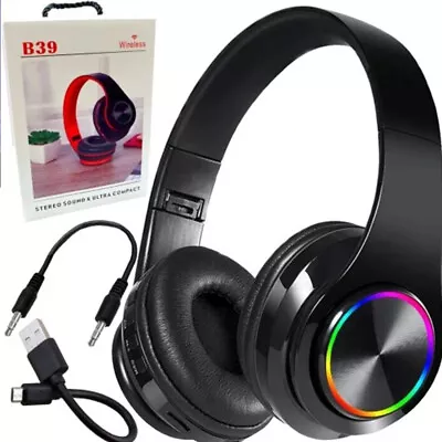 Wireless Bluetooth 5.0 Gaming Headphones Hi-Fi Stereo RGB LED For Phones PC IPad • £11.89