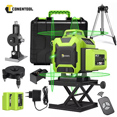 4D 16 Line Laser Level Self Leveling Green Cross Line Rotary Measure Tool+Tripod • £19.49