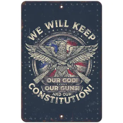 Second Amendment Aluminum Metal Sign - MAGA American Eagle God Guns Constitution • $21.59