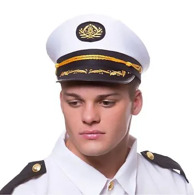 Adult SAILOR CAPTAIN CAP Hat Boat Sea Marine Anchor Fancy Dress Nautical Seaman • £9.90