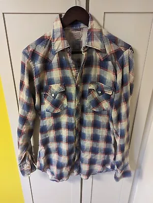 Vintage H Bar C Ranchwear Red Plaid Pearl Snap Western Long Sleeve Shirt S/M • $19.99