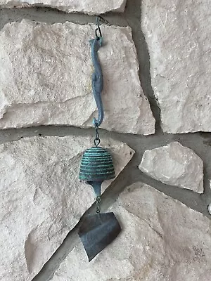 Vintage Harmony Hollow Bell Works Jeff Cross Bronze Wind Bell Chime Great Patina • $78