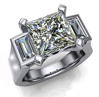 3.50ct+ Brilliant Near White Princess Moissanite Diamond Men's.10 K Gold Ring • $449