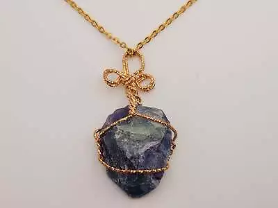 Natural Crystal Necklace Rainbow Fluorite Stone Gift For Her • £12.15