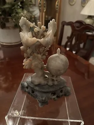 Chinese Vintage Hand Carved Soapstone W Kissing Birds & Incense Burnet. Verygood • $400