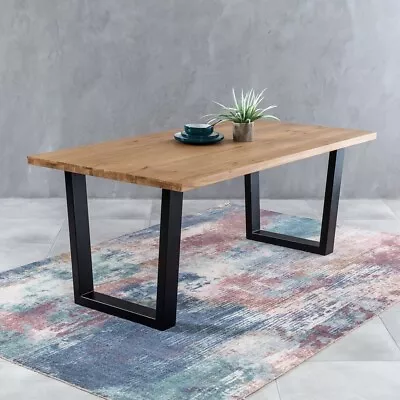 Metro Industrial Oak Medium 1.9m V-Base Dining Table - 6 Seater-OAK-T5-BB5 • £419