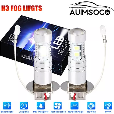 2X H3 LED Fog Driving Light Bulb Foglight Bulbs 6000K White High Power Lamps Kit • $18.99