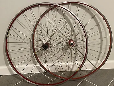 Vintage Original Mavic Helium Red Anodized Tubular Wheelset • $175