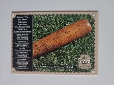 2000 Upper Deck Card Babe Ruth Game Used Red Sox Bat With Insert • $0.99