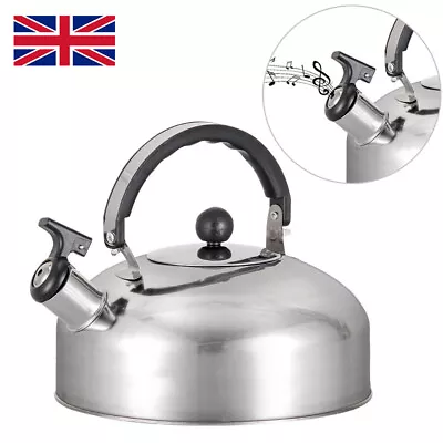 UK Stainless Steel Whistling Kettle 3L Stove Top Hob Kitchenware Tea Camping • £7.79