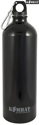 Kombat Army Military Aluminium Water Bottle Carabiner Flask Black 500ml/1000ml • £5.99