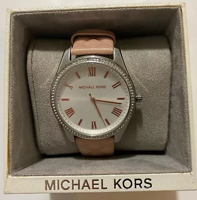 Ladies MICHAEL KORS Classic 41mm All Steel Pink Leather Watch MK2772-New Battery • $25