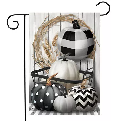Briarwood Black White Pumpkin Fall Thanksgiving Mini Window Garden Yard Flag New • $8.97