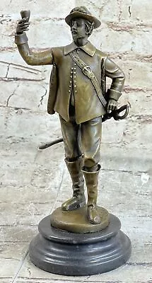 French Renaissance Military Officer Raising Cup Bronze Statue Sculpture Figure • $249