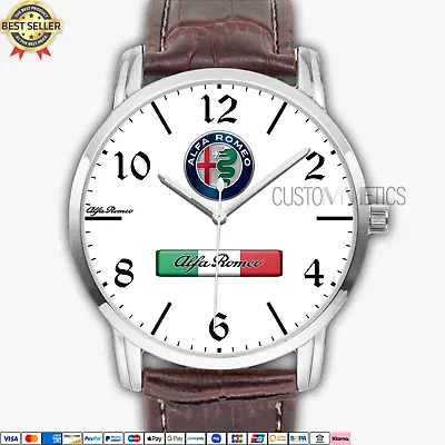 $38.99 • Buy Alfa Romeo Italian Flag Emblem Quartz Watch Stainless Steel Men Wristwatch AR004