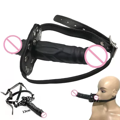 Long Double-Ended Gag Mouth Gag Bdsm Bondage Head Harness Lesbian Adult Games • $13.99