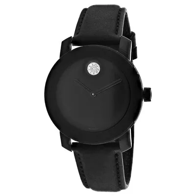 Movado Bold 3600483 Black Dial Leather Strap Crystal Dot Index Women's Watch • $239.99