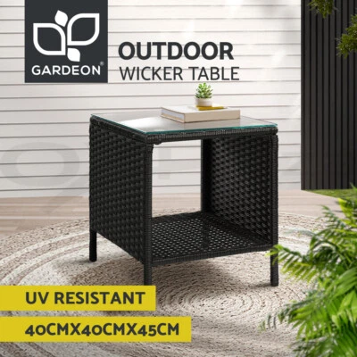 $56.95 • Buy Gardeon Side Table Coffee Patio Outdoor Furniture Rattan Desk Indoor Garden