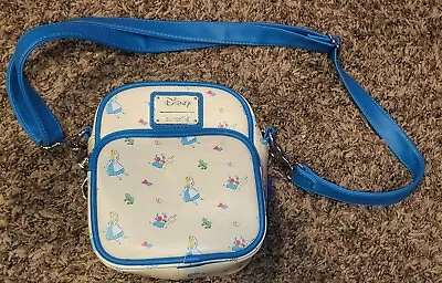 Alice In Wonderland With White Rabbit Small Crossbody Purse Bag Blue Trim • $20