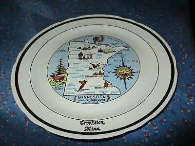 Vintage State Plate  Crookston Minnn Map Of Minnesota 10 1/8 Inch Wide  • $9.99