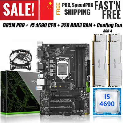 B85 Motherboard LGA 1150 32GB DDR3 1666MHZ RAM + I5 4690 CPU & Cooling Fan Combo • $174.99