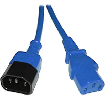 Power Extension Cable IEC C14 Male Plug To IEC C13 Female Socket Blue 0.3m • £4.47