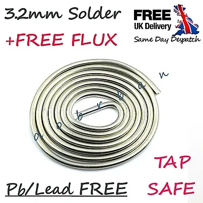 FRY PLUMBING SOLDER With FREE FLUX 3.2mm TIN WIRE LEAD FREE TAP SAFE COPPER PIPE • £2.49