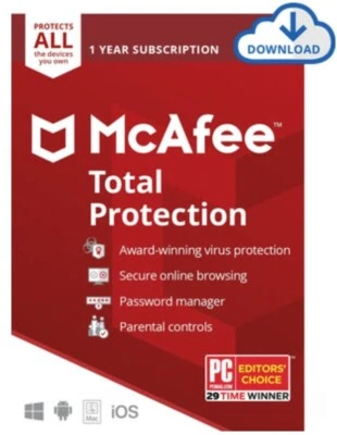 £7.50 • Buy McAfee Total Protection 2023 Unlimited Devices AntiVirus Digital Licence Key