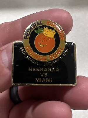 1992 Federal Express Orange Bowl Nebraska Vs Miami Pin • $23.99