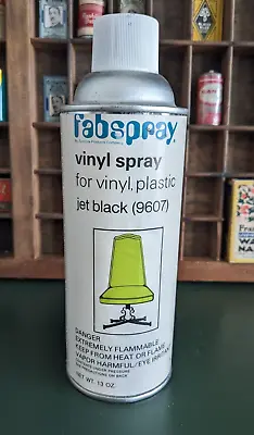 Vintage Fabspray Vinyl Spray Can ~ Jet Black 9607 ~ Paper Label ~ Zynolyte Calif • $11.99
