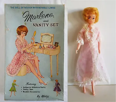 1964  MARX MARLENE DOLL  12  HONG KONG With Box Vanity Table Accessories HTF • $299