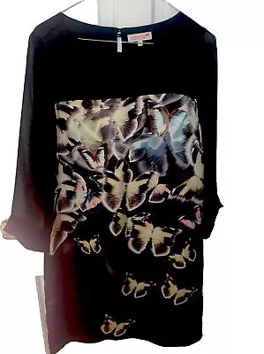 Butterfly By Matthew Williamson Black Print Shift Dress UK12 • £0.99